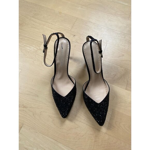ADRIENNE Vittadini BNWT "Norena" Ankle Strap Black Jeweled Heel Women New - Picture 2 of 11